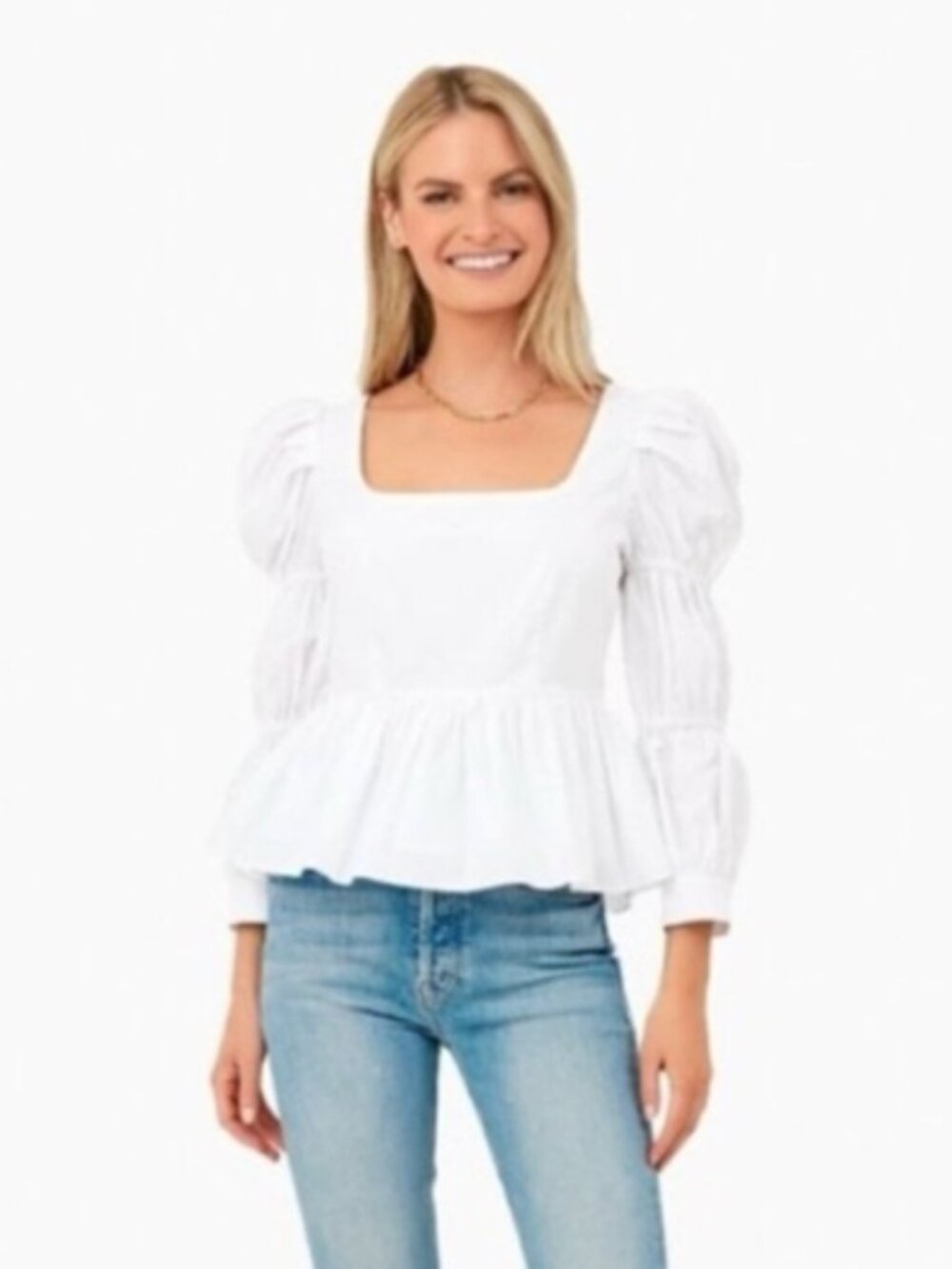 Hyacinth House White Clemons Peplum Poplin Blouse